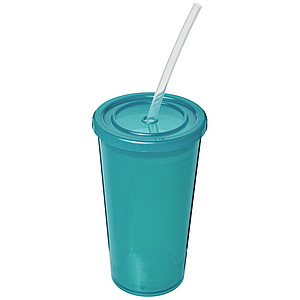 Transparentní dvouvrstvý kelímek, 350ml, světle modrý