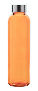Transparentní láhev na pití, 500ml, s kovovým víčkem, oranžová