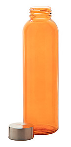 Transparentní láhev na pití, 500ml, s kovovým víčkem, oranžová