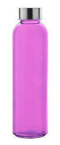 Transparentní láhev na pití, 500ml, s kovovým víčkem, růžová