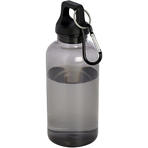 Transparentní láhev na pití s karabinou, 400ml, černá - ekologické reklamní předměty