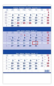 Tříměsíční kalendář modrý 2025