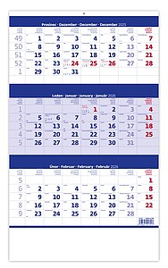 Tříměsíční kalendář modrý 2027 - reklamní kalendáře