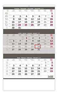 Tříměsíční kalendář šedý 2025 - reklamní kalendáře