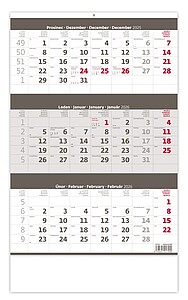 Tříměsíční kalendář šedý 2027 - reklamní kalendáře