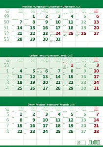 Tříměsíční kalendář zelený 2027