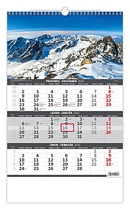 Tříměsíční nástěnný kalendář Hory 2025