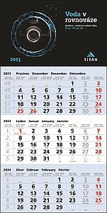TŘÍMĚSÍČNÍ NÁSTĚNNÝ KALENDÁŘ modrá 2024