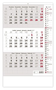Tříměsíční šedý kalendář s poznámkami 2027