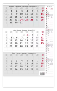 Tříměsíční šedý kalendář s poznámkami 2027 - reklamní kalendáře