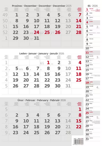 Tříměsíční šedý kalendář s poznámkami 2027