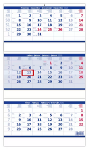 Tříměsíční skládaný kalendář modrý 2027 - reklamní kalendáře