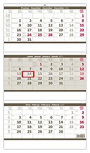 Tříměsíční skládaný MAXI nástěnný kalendář 2025, šedý - reklamní kalendáře