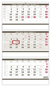 Tříměsíční skládaný MAXI nástěnný kalendář 2027, šedý - reklamní kalendáře