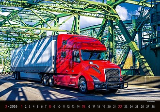 Trucks in Action 2026, nástěnný kalendář, prodloužená záda