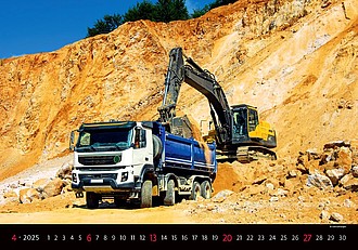 Trucks in Action 2026, nástěnný kalendář, prodloužená záda