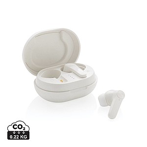 TWS sluchátka z RCS recyklovaného plastu, bílá