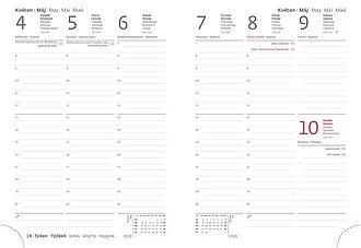 Týdenní diář B6 FLEXIO S GUMIČKOU, červená 2027