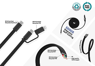 Ultra tenký magnetický nabíjecí kabel 60W 2 v 1, tmavě modrá