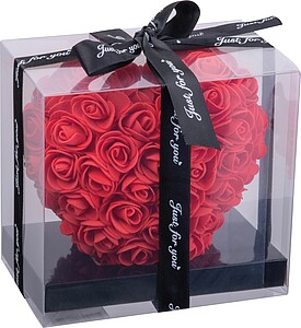 Umělé růže ve tvaru srdce, červená