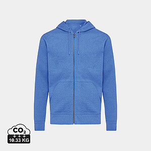 Unisex mikina na zip s kapucí IQONIQ Abisko, velikost XXS, modrý melír