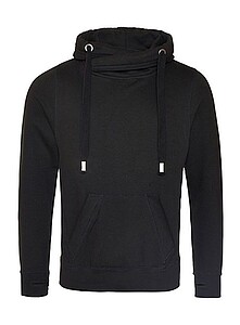 Unisex mikina s kapucí AWDIS CROSS NECK HOODIE, černá, velikost M - potisk mikin