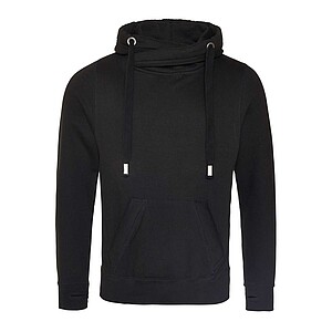 Unisex mikina s kapucí AWDIS CROSS NECK HOODIE, černá, velikost XS