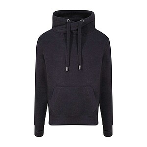 Unisex mikina s kapucí AWDIS CROSS NECK HOODIE, černošedá, velikost L