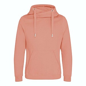 Unisex mikina s kapucí AWDIS CROSS NECK HOODIE, jemně růžová, velikost M