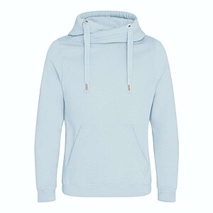 Unisex mikina s kapucí AWDIS CROSS NECK HOODIE, světle modrá, velikost M
