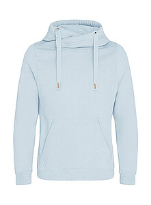 Unisex mikina s kapucí AWDIS CROSS NECK HOODIE, světle modrá, velikost XS
