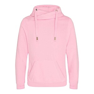 Unisex mikina s kapucí AWDIS CROSS NECK HOODIE, světle růžová, velikost L