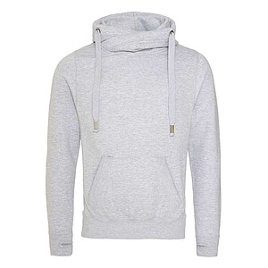 Unisex mikina s kapucí AWDIS CROSS NECK HOODIE, světle šedý melír, velikost XL