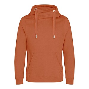 Unisex mikina s kapucí AWDIS CROSS NECK HOODIE, tmavě oranžová, velikost L