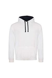 Unisex mikina s kapucí AWDIS VARSITY HOODIE, bílá/tmavě námořní modrá, velikost L - potisk mikin