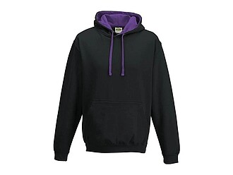 Unisex mikina s kapucí AWDIS VARSITY HOODIE, černá/fialová, velikost XS