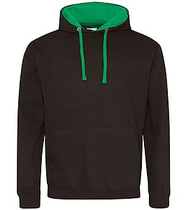 Unisex mikina s kapucí AWDIS VARSITY HOODIE, černá/zelená, velikost XS