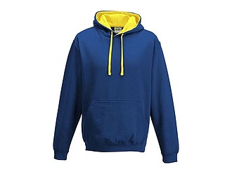 Unisex mikina s kapucí AWDIS VARSITY HOODIE, královská modrá/žlutá, velikost XS