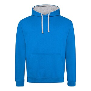 Unisex mikina s kapucí AWDIS VARSITY HOODIE, modrá/světle šedý melír, velikost XS