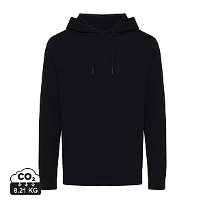 Unisex mikina s kapucí Iqoniq Rila, velikost M, černá - potisk mikin
