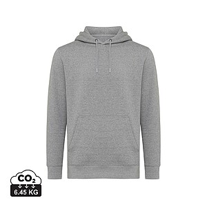 Unisex mikina s kapucí Iqoniq Rila, velikost XS, světle šedý melír