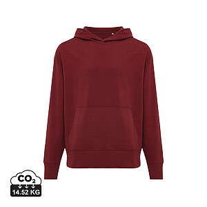Unisex mikina s kapucí Iqoniq Yoho relaxed fit, vínově červená, velikost L