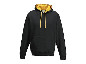 Unisex mikina s kapucí VARSITY HOODIE, černá/tmavě žlutá, velikost L - reklamní předměty