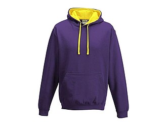 Unisex mikina s kapucí VARSITY HOODIE, fialová/žlutá, velikost XS