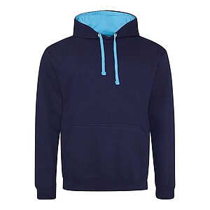 Unisex mikina s kapucí VARSITY HOODIE, námořní modrá/světle modrá, velikost M