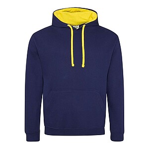Unisex mikina s kapucí VARSITY HOODIE, námořní modrá/žlutá, velikost L