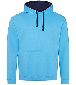 Unisex mikina s kapucí VARSITY HOODIE, světle modrá/námořní, velikost XS