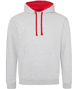 Unisex mikina s kapucí VARSITY HOODIE, světle šedý melír/červená, velikost XS