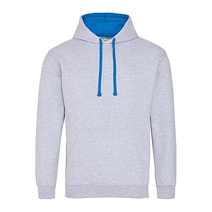 Unisex mikina s kapucí VARSITY HOODIE, světle šedý melír/modrá, velikost XXL - reklamní předměty
