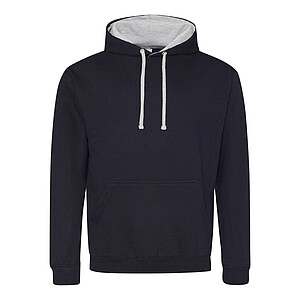 Unisex mikina s kapucí VARSITY HOODIE, tmavě námořní modrá/světle šedý melír, velikost S - reklamní textil